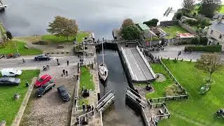Boat going through a lock at Glasson Dock