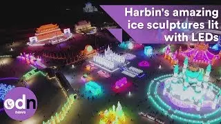 Awe-inspiring ice sculptures lit with LEDs in China for Harbin's Ice and Snow Festival