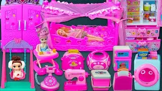 19 Minutes Satisfying ASMR Unboxing Barbie Princess Room with Canopy Bed, Dolls & Home Appliances
