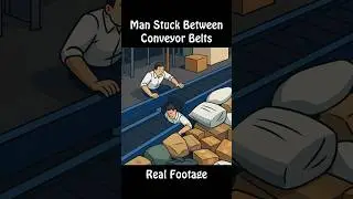Worker Trapped Between Moving Conveyor Belts | Caught on Camera