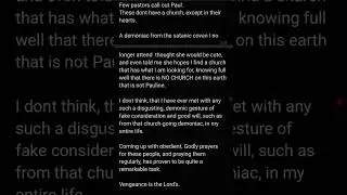 Rant on my Recent Experience and Final Status with my Church over 1Cor5:4&5