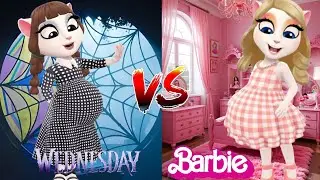 🤰 My Talking Angela 2 | Pregnant Wednesday vs. Pregnant Barbie | New Update | Cosplay 🎀🖤