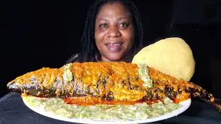 Nigeria food ASMR mukbang fufu with okra soup mukbang 