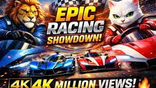 LION vs CAT &ndash; The CRAZIEST Race You&rsquo;ll Ever See! 🏁🔥,Next-Level Racing Animation (4K Ultra HD)