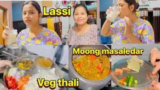 |Garmi me thandi thandi lassi|Chatpata moong masala recipe|Special veg thali|