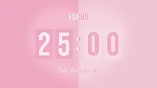 25/5 Pomodoro Timer with Ticking Sound & Rolling Digits ⏲️ No Music 🌸 Calm Focus in Pastel Pink