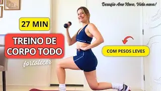 Dia 9: Treino Corpo Todo com Halteres (27 Min) | Foco em Ombros e Quadríceps