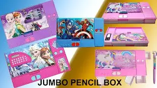 Multifunction Big Size Jumbo Magnetic Dual Side Opening Dynamic Cartoon Theme Art Plastic Pencil Box