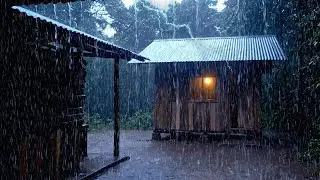 Heavy Rain Sounds for Sleep - Insomnia Relief with Thunderstorms & Thunder on a Wobbly Tin Roof
