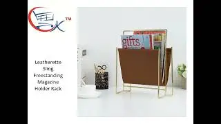 Magazine Stand: Leatherette Sling Freestanding Magazine Holder Rack