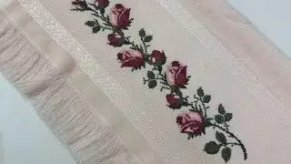 Etamin kanaviçe havlu işleme | Gül yapımı | cross stitch patterns