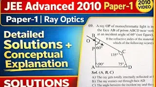 🔥JEE Advanced 2010 Paper-1 | Ray Optics Detailed Solutions + Conceptual Explanation