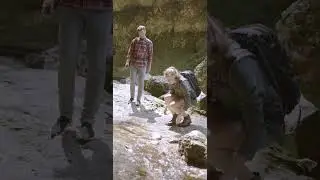 Jungle Trekking Romance: Couple Hiking Over Rocks in the Wilderness | Nature Adventure