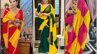 Most trending stitch blouse saree open view#viralvedio #redsaree #cod #yellowsaree #pinksaree #viral