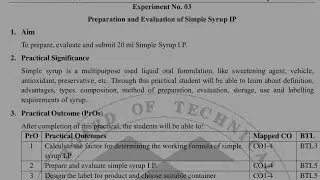 Pharmaceutics Experiment 3 | Preparation & evaluation of Simple Syrup IP | Bright Pharma