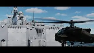 Digital Combat Simulator  AH-64D Apache Tarawa Takeoff Destroyer Landing