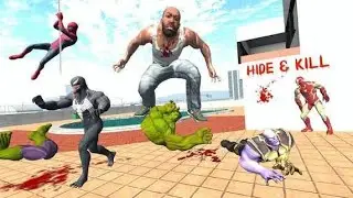 ☠️Franklin Play Hide and Seek team venom🧌 hulk thomas spider man fight 💪 💪 in Indian Bike Driving 3D