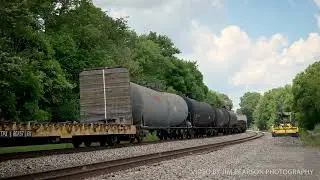 Union Pacific 5850 leads southbound X513 as it passes through Anaconda, south of Robards Ky.