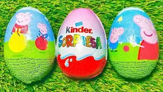 Peppa Pig Surprise Eggs and Kinder Chocolate Egg Unboxing || Satisfying ASMR
