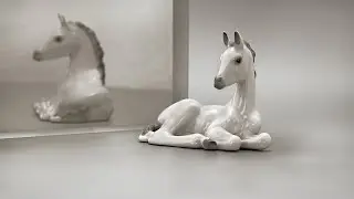 Жеребёнок отдыхающий. ЛФЗ. 1963 год. Russian Collectible Porcelain. Vintage Figurine Resting Foal.