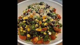 Super easy Mexican inspired corn, bean, veg salad