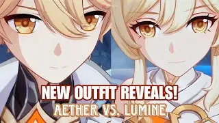 Aether vs. Lumine New Outfit Reveals | Travelers Side By Side Comparison | Genshin Impact