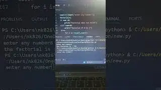 factorial using python 💻 #factorial #python #program #python_program #forloop #vscode #engineers
