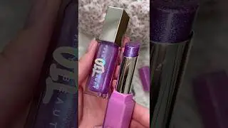 Fenty Beauty Gloss Bomb Oil in Miss Jellyfish and Gloss Bomb Stix in Icy Amethyst swatches #lipoil