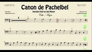 Pachelbel Canon Easy Sheet Music for Cello and Bassoon