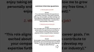 Common Interview Questions and Answers | Job Interview Preparation in English
