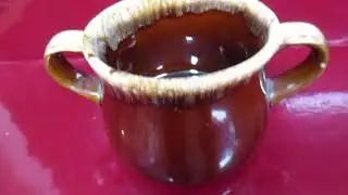 Vintage McCoy Two Handle Soup Bowl Mug Cup Brown Pottery Drip Glaze French Onion