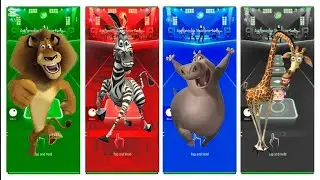 Танцевальный баттл животных Мадагаскара 🦁🦓🦒 | Забавная музыкальная игра Tiles Hop