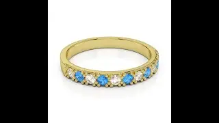 Atyaza Inc Yellow Gold Blue Topaz Eternity Ring ATZR-0408