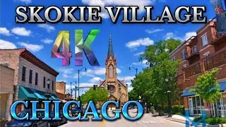 usa Chicago SKOKIE Village  Serene Downtown Stroll  In This Suburb Get a  Relaxing Journey 4K