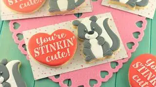How to Decorate a Valentine Skunk Goose Cookie Set with Royal Icing (Using Cookie Stencils)