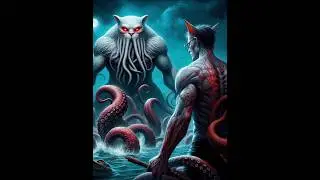 Epic Deep Sea Battle: 🐱 White Muscular Cat vs 🐙 Red-Eyed Octopus in the Abyss #shorts