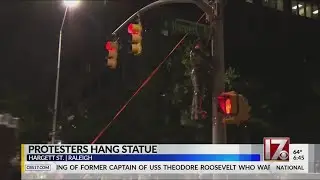 Protesters pull two confederate statues to the ground Friday night