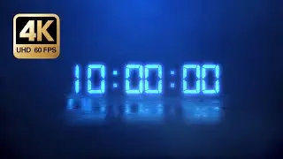 10 Minute Countdown Timer Background 4K &ndash; Blue Digital 10:00 for Study, Focus & Breaks