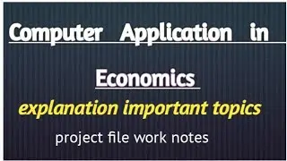 Computer Application in Economics pdf notes