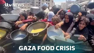 Gunfire erupts around UN aid convoy in Gaza, as food crisis worsens | ITV News