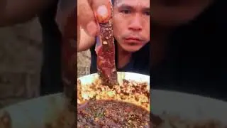 Asmr eating raw blood beef so delicious - Thai mukbang food