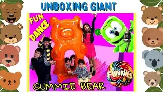 Kids Unboxing Giant Gummy Bear | Inflating Gummy Bear Dance | Fun Dance by Funnies Are Fun
