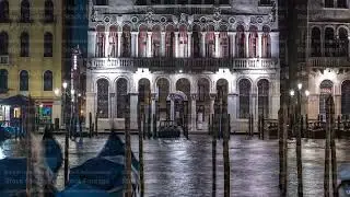 The magnificent Palazzo Balbi overlooking the Grand Canal in Venice night timelapse.