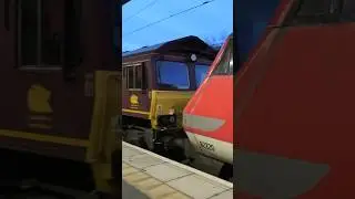 DB class 66 With DVT /Mk4 coach stock going storage at Crewe Station #railway #trains ￼