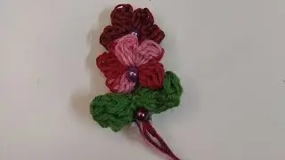 Crochet flower hairclip very easy#crochet #diynstitch #diy #crochet 
