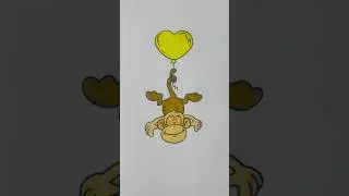 &ldquo;Cute Monkey Coloring with Yellow Heart Balloon 🐵🎈 | Easy Coloring for Kids&rdquo;