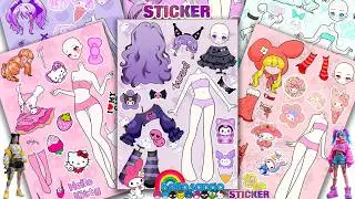 Oddly Satisfying ASMR Sticker Book Sanrio Idol Kuromi, My Melody & Hello Kitty! 💖 Paper DIY #213