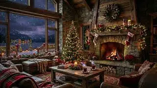 Cozy Christmas Jazz & Fireplace | Smooth Holiday Music with a Lakeside View | 2025 4K