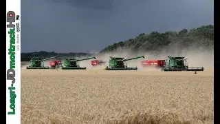 &Eacute;norme Chantier de Moisson 2018 : 4 Moissonneuses - 3 Transbordeurs Perard - 35m de Coupe !