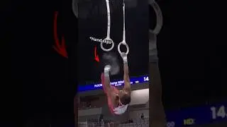 I don&rsquo;t know how his other hand didn&rsquo;t slip off🤯 #gymnastics #sports #slip #save #stillrings